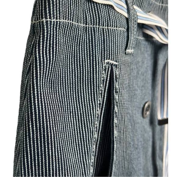 LOFT Navy Railroad Stripe Double Button Front Grosgrain Ribbon Belt NEW - Picture 5 of 15